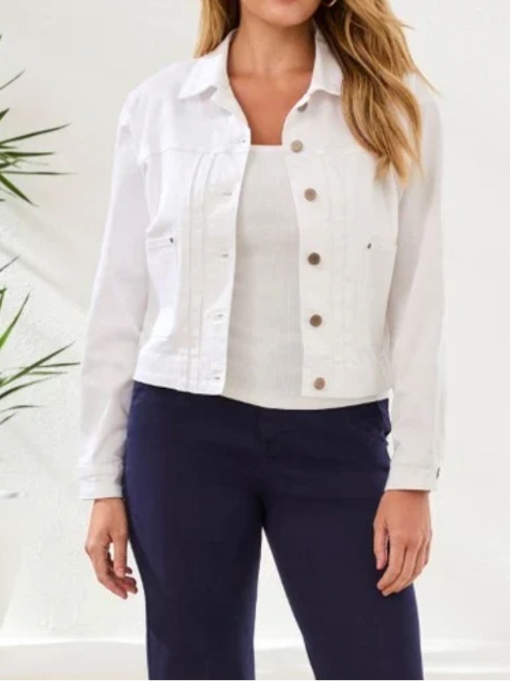 NWT Tribal Comfort Stretch Denim Jacket - White - XL